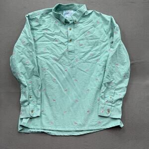 Chubbies Shirt Mens‎ 2XL Green Flamingo Embroidered Long Sleeve Cotton Casual